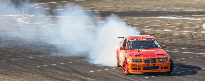 sports car drift smoke